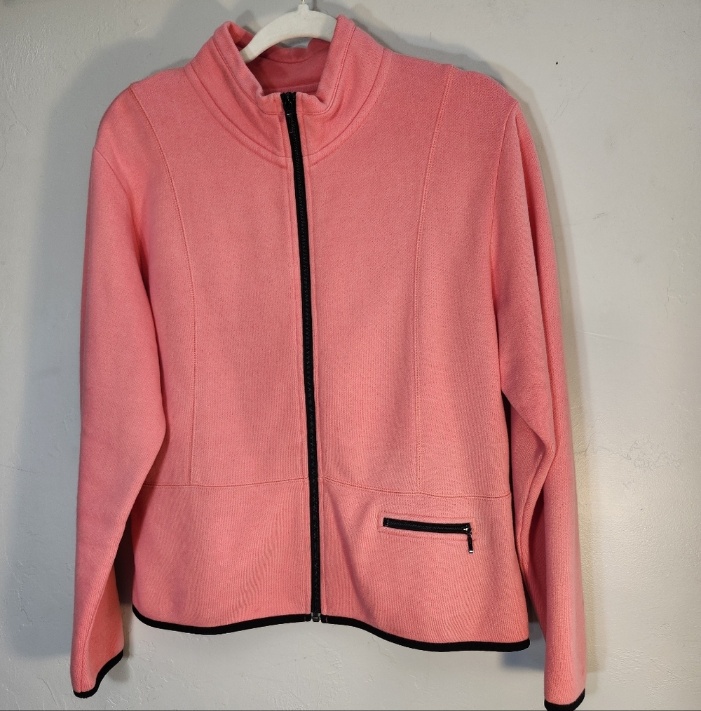 Gear Peach Zip-Up Jacket w/black Trim Zip Front Sz L